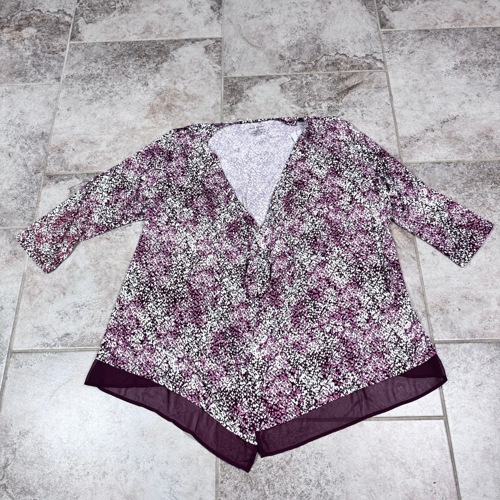 Lane Bryant Essentials Open‎ Front Chiffon Cardigan Dot Galaxy Purple Size 18/20